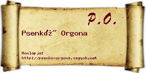 Psenkó Orgona névjegykártya